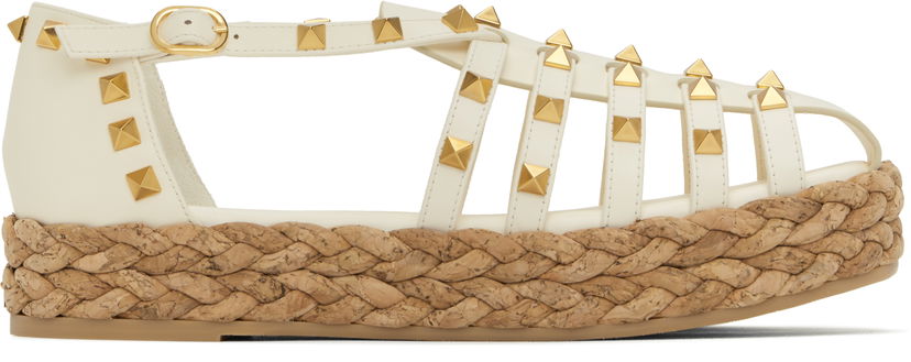 Tenisky a topánky Valentino Valentino Garavani Rockstud Cork Wedge Sandals Biela | 6W2S0LP9CYP