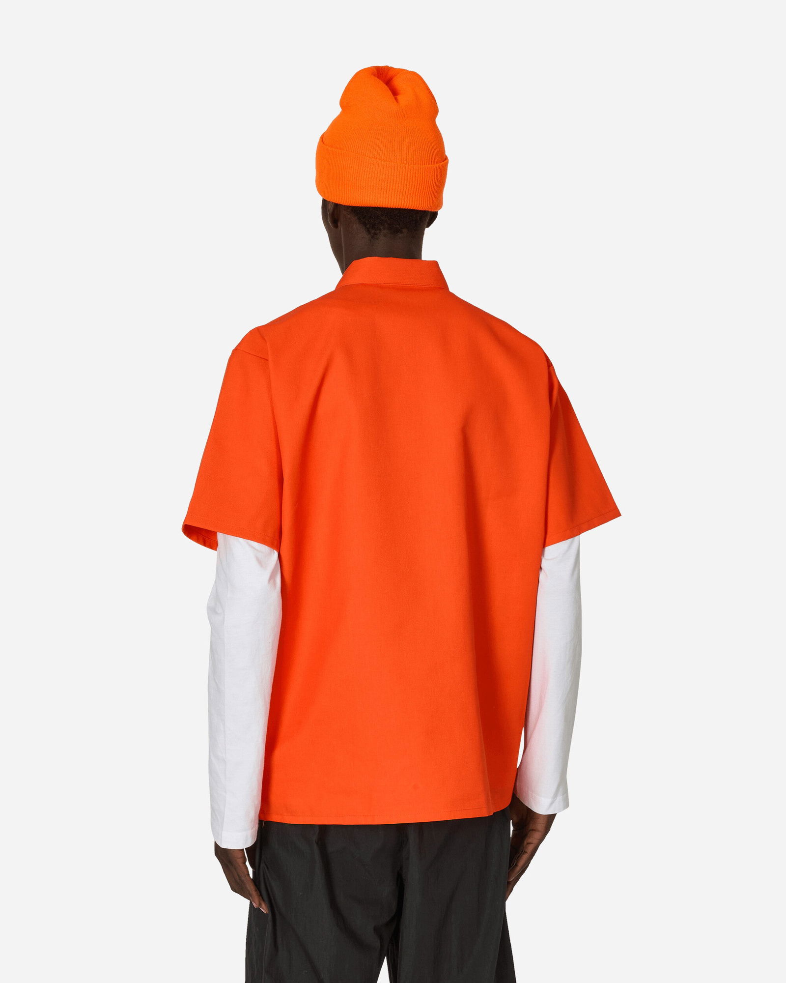 Men's Orange Half-Zip Short Sleeve Shirt