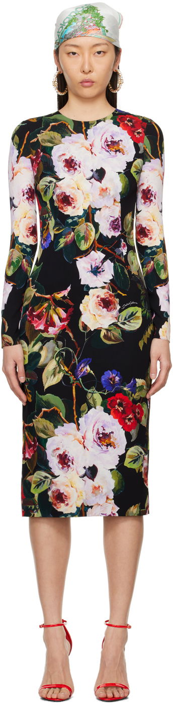 Šaty Dolce & Gabbana Floral Midi Dress Čierna | F6GAVT FSA56, 0