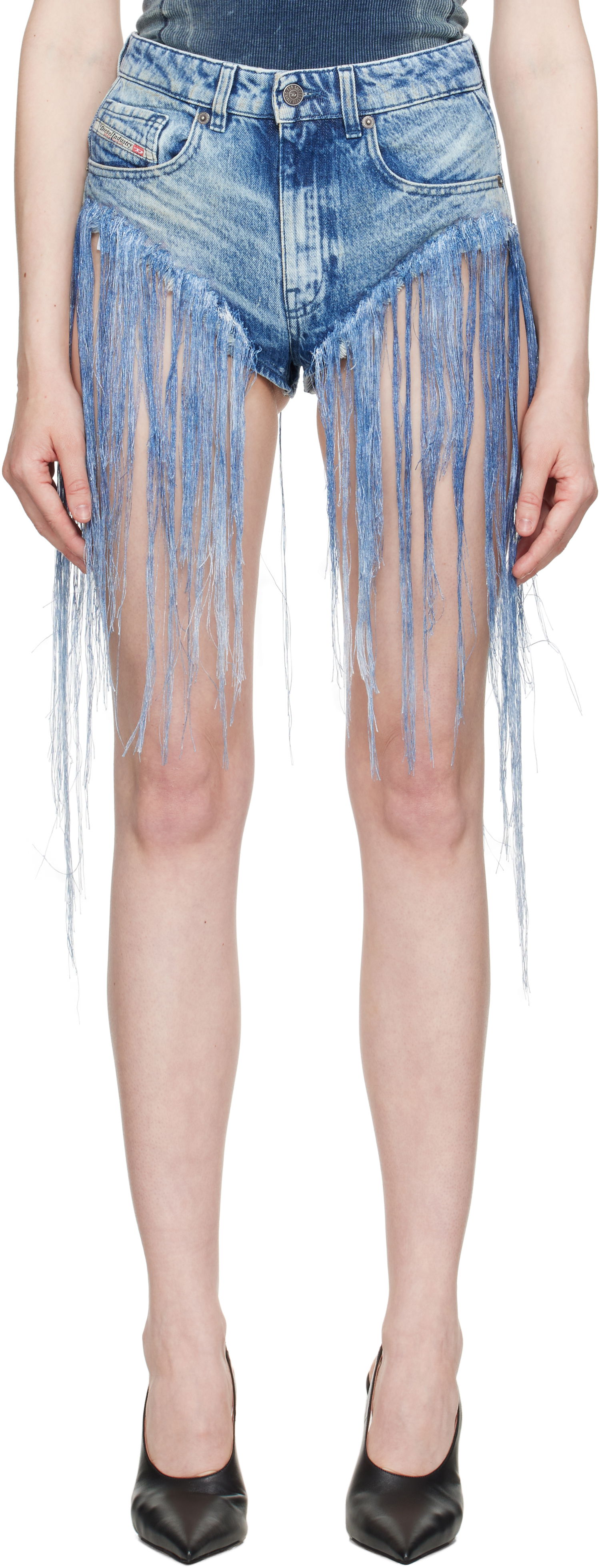 Šortky Diesel Diesel De-Jizz-Fsg Fringe Denim Shorts Modrá | A18145 0CMBM, 0