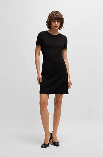 Šaty BOSS Slim Fit Stretch Crew Neck Dress Čierna | 50490062, 1