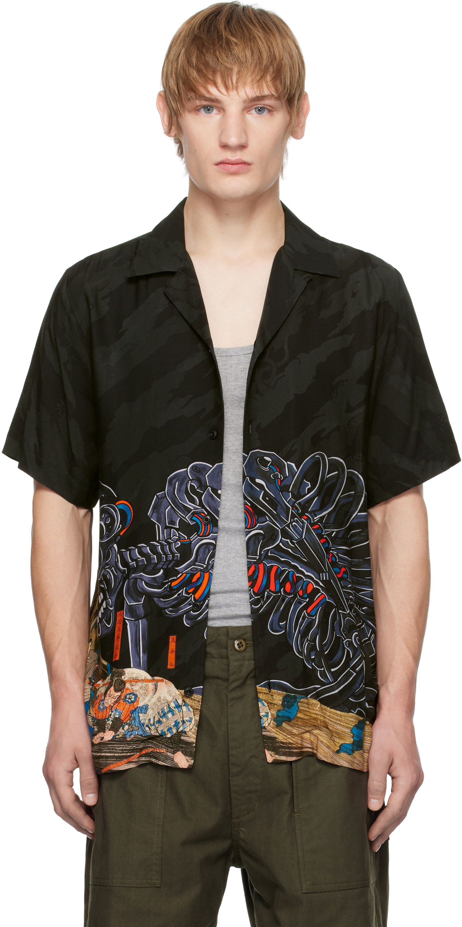 Cyber Skeleton Camp Collar Shirt