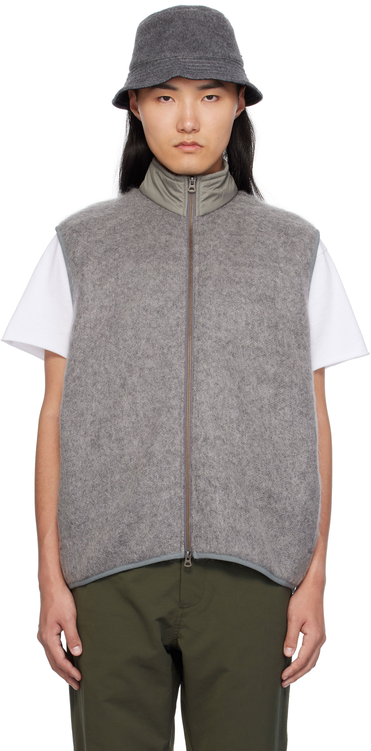 Vesta NANAMICA Mohair Zip-Up Vest Šedá | S24FN030U, 0