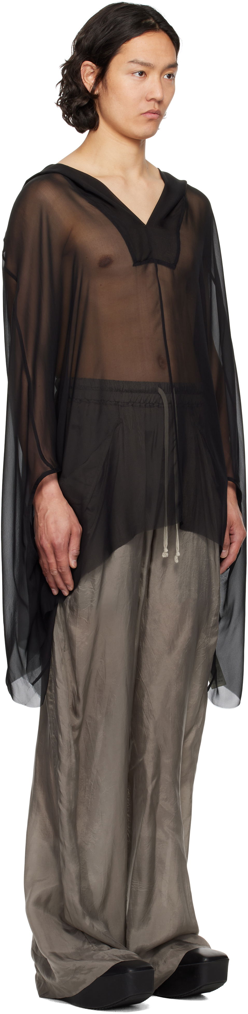 Sveter Rick Owens Rick Owens Hollywood Hooded Kaftan Čierna | RR01E5505 S, 1