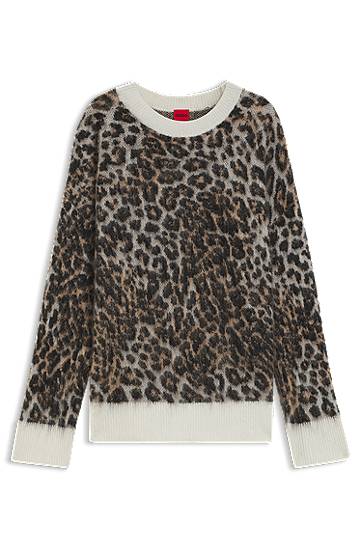 Sveter BOSS Leopard Jacquard Loose-Fit Knitted Sweater Rôznofarebný | 50548255