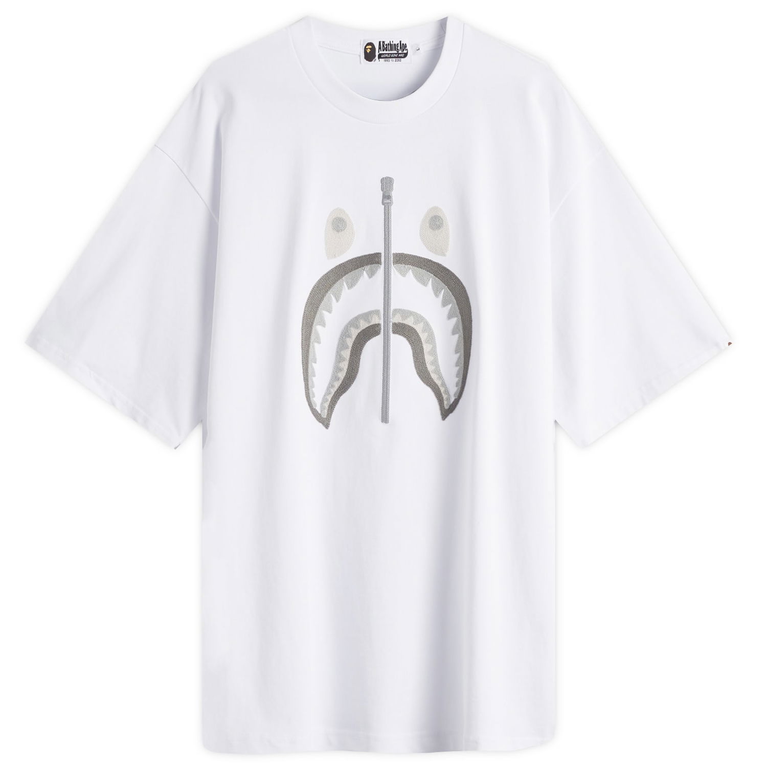 Tričko BAPE A Bathing Ape Chain Stitch Shark Relaxed Fit T-Shirt, Size Large Biela | 001CSL301343M-WHT, 0