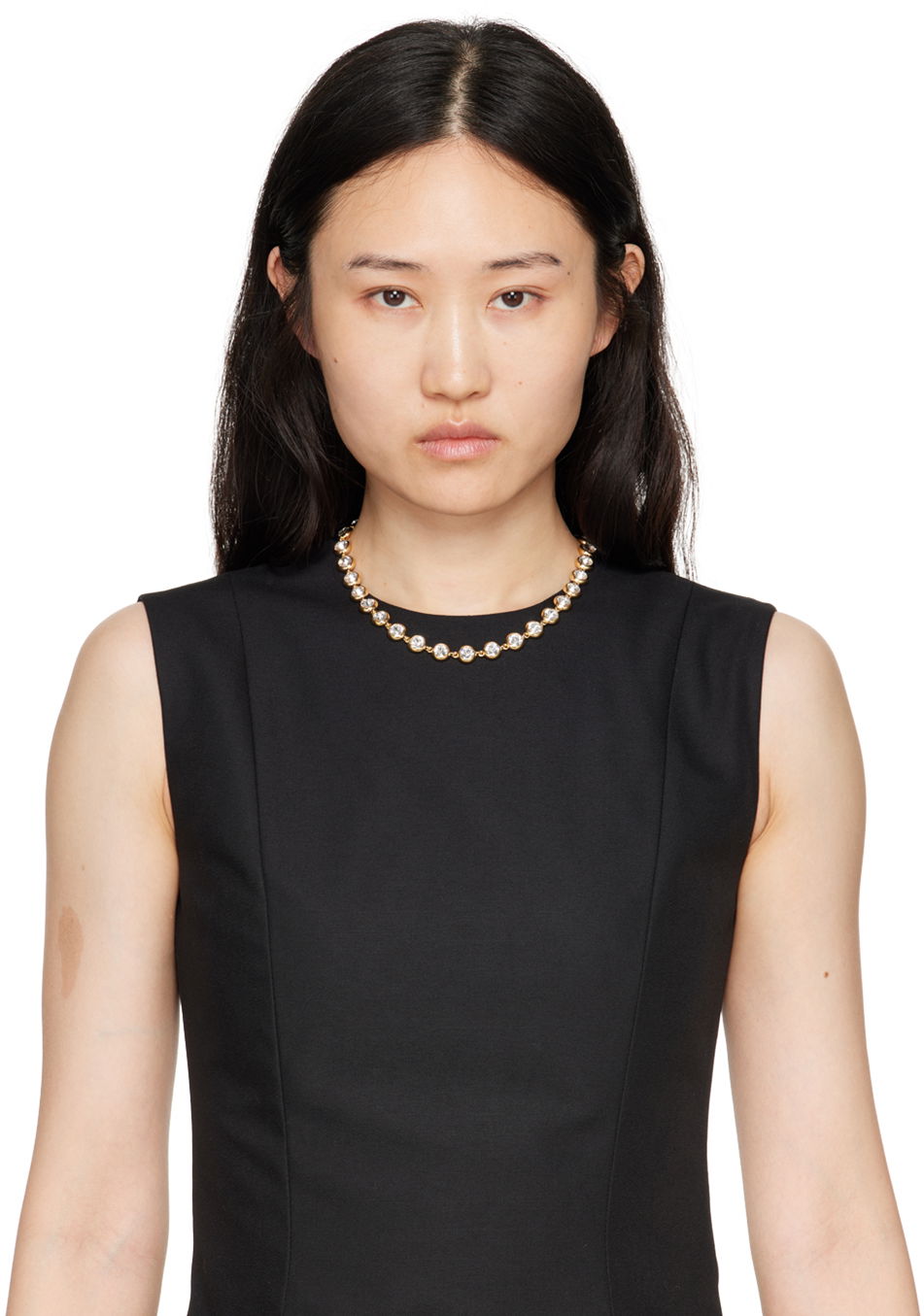 Náhrdelník Amina Muaddi Crystal Tennis Necklace Metalická | IRIS NECKLACE, 1