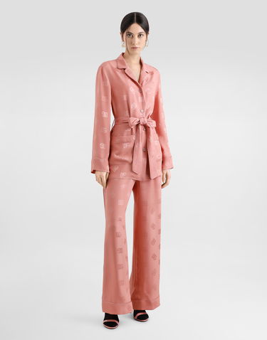 Pyžamo Dolce & Gabbana Dolce & Gabbana Silk Satin Jacquard Pajama Pants with All-over DG Logo Ružová | FTAMPTFJ1JOF0473, 1