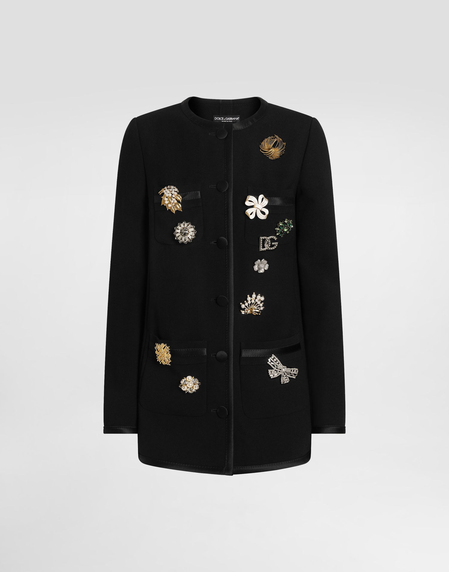 Bunda Dolce & Gabbana Dolce & Gabbana Single-breasted Double Crêpe Brooch-Embellished Jacket Rôznofarebný | F27EEZFU2L8N0000, 0