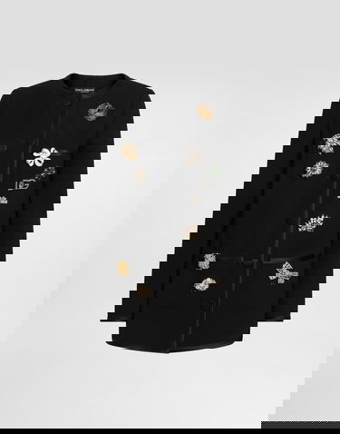 Bunda Dolce & Gabbana Dolce & Gabbana Single-breasted Double Crêpe Brooch-Embellished Jacket Rôznofarebný | F27EEZFU2L8N0000, 0