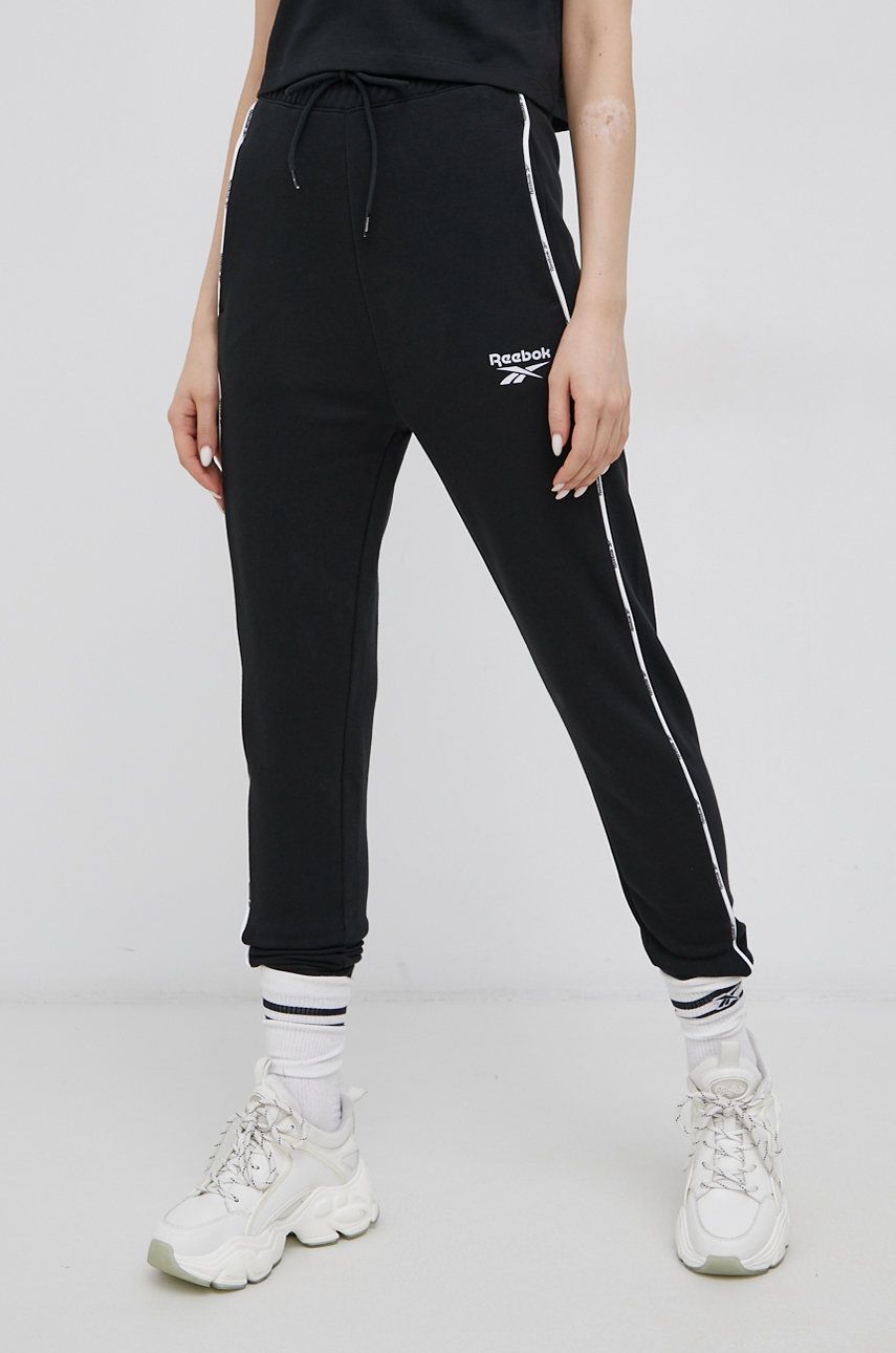 Tepláky Reebok Slim-Fit Jogger Sweatpants With Side Tape Čierna | HB4030, 0