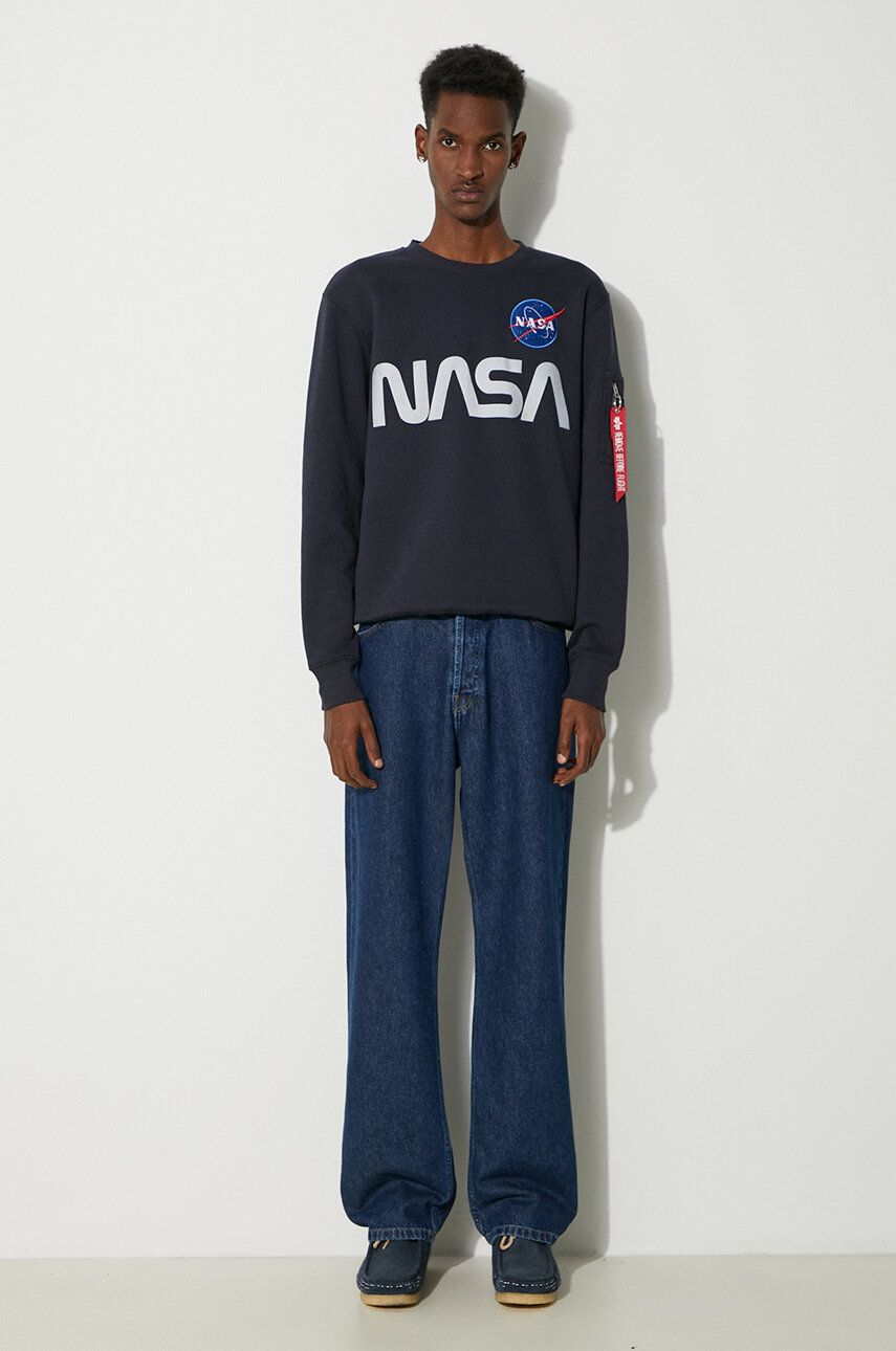 Mikina Alpha Industries NASA Reflective Crew Sweat Navy | 178309-07, 1