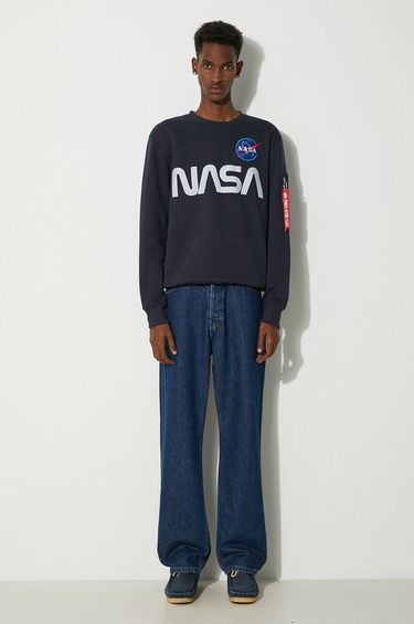 Mikina Alpha Industries NASA Reflective Crew Sweat Navy | 178309-07, 1