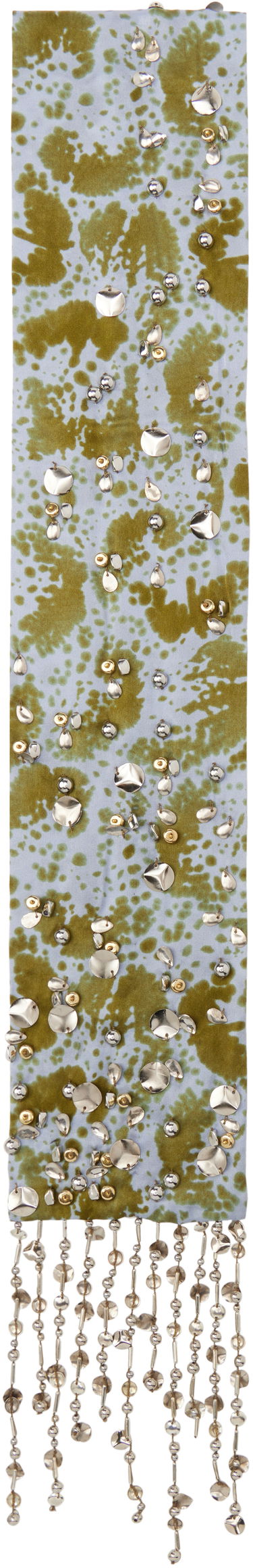 Šál Dries Van Noten Dries Van Noten Embroidered Silk Scarf with Beaded Fringe Modrá | 251-011302-1163, 0