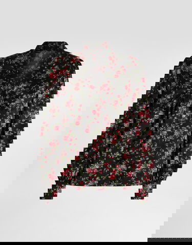 Košeľa Dolce & Gabbana Dolce & Gabbana Small Rose Bouquet-print Satin Pussy-bow Shirt Čierna | F5T17TFSA8GHN5XP, 0