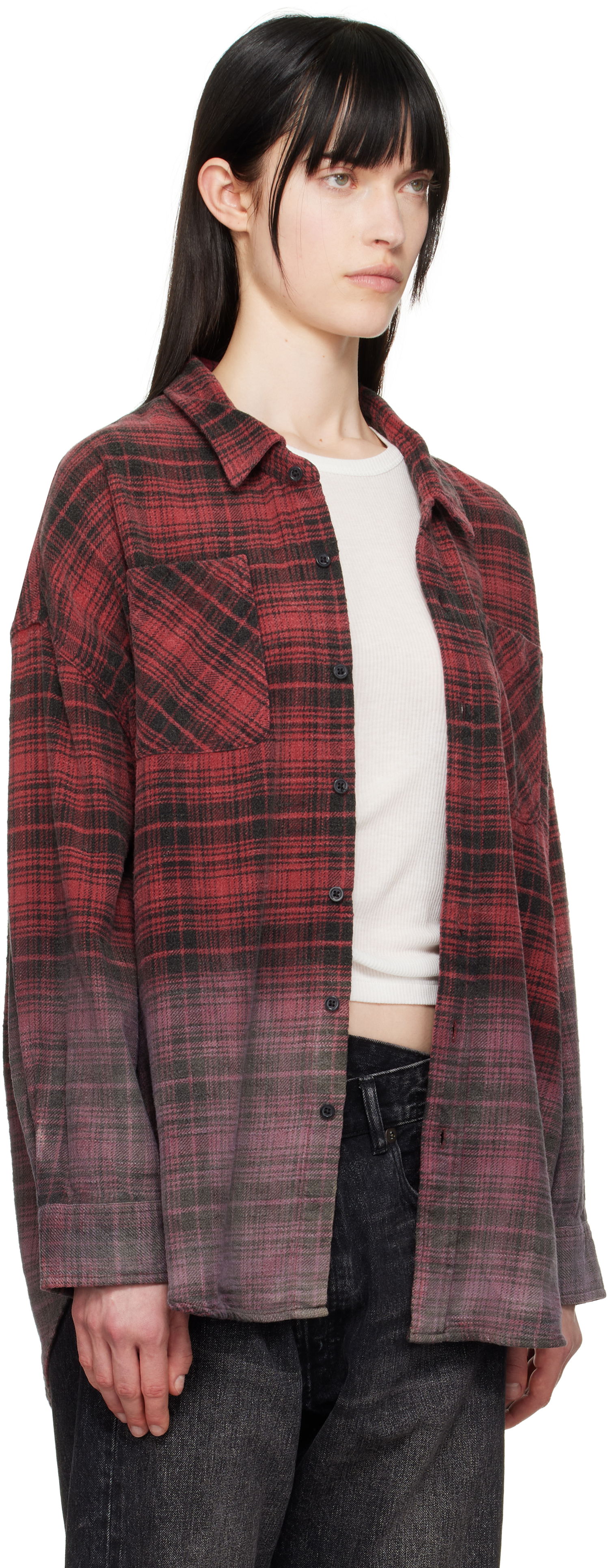 Košeľa R13 R13 Dip-Dye Plaid Overshirt Červená | R13WR015-R460B, 1