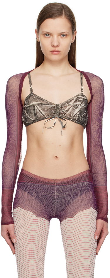 Sveter Jean Paul Gaultier Purple & Burgundy 'The Cartouche' Cardigan Fialová | 24/25-F-TO126-T515-300128, 0