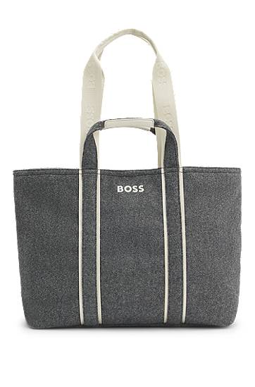 Tote bag BOSS Felted Tote Bag with Contrast Logo and Striped Details Šedá | 50552483