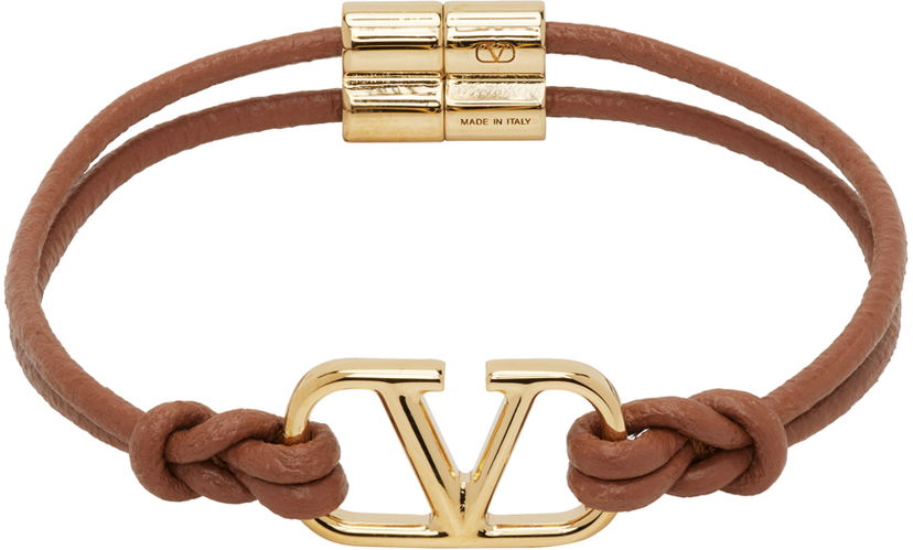 Náramok Valentino Garavani Leather VLogo Signature Bracelet Hnedá | 4Y2J0R52RMP