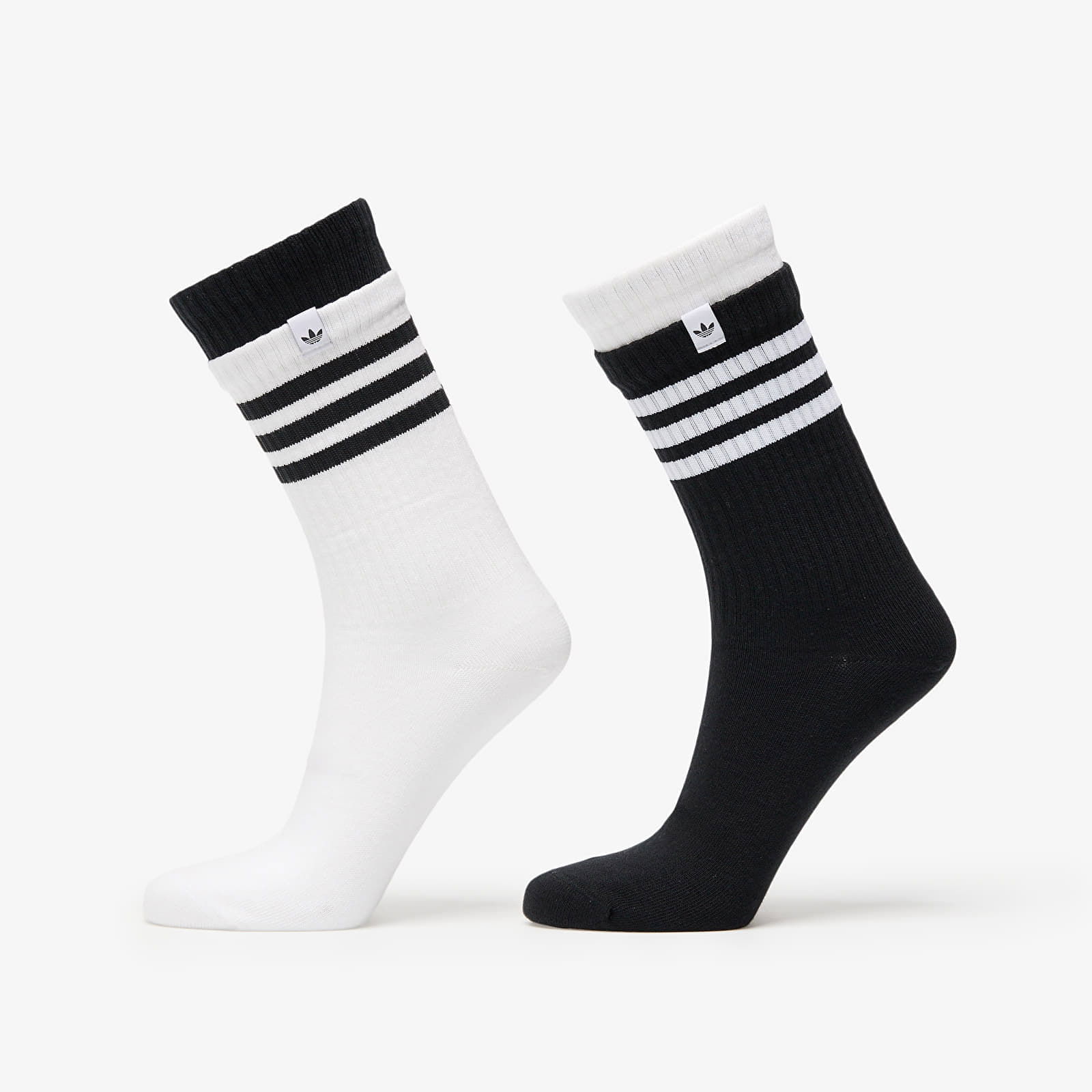 3 Stripes 2 Layer Crew Socks 2-Pack Black/ White