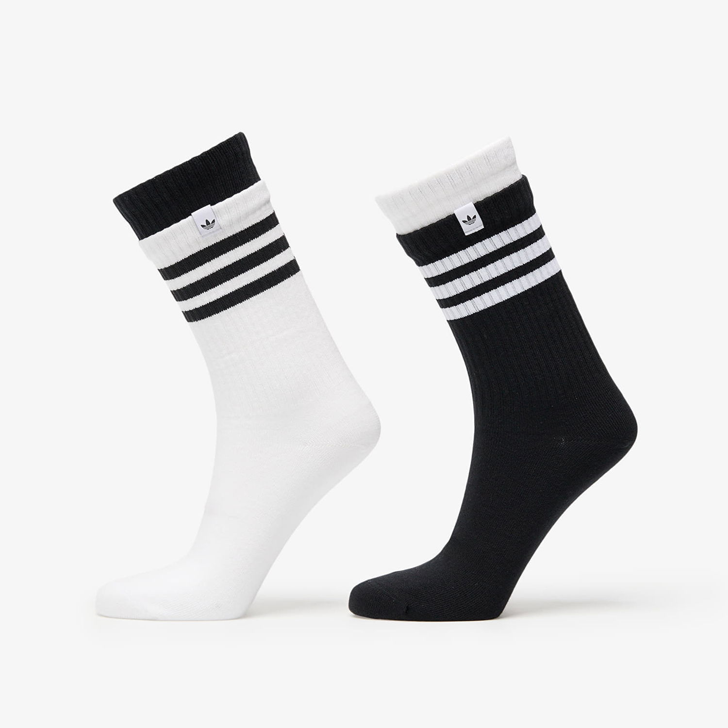 Ponožky adidas Originals 3 Stripes 2 Layer Crew Socks 2-Pack Black/ White Metalická | JC8874, 0