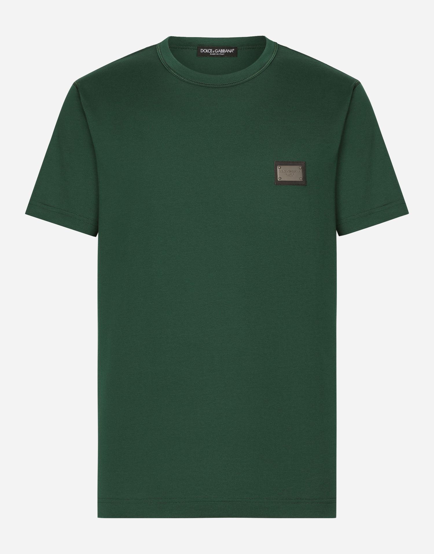 Tričko Dolce & Gabbana Cotton T-shirt With Branded Tag Zelené | G8PT1TG7F2IV0340, 0