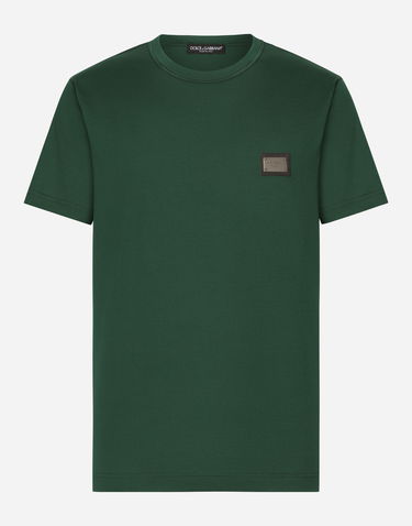 Tričko Dolce & Gabbana Cotton T-shirt With Branded Tag Zelené | G8PT1TG7F2IV0340, 0