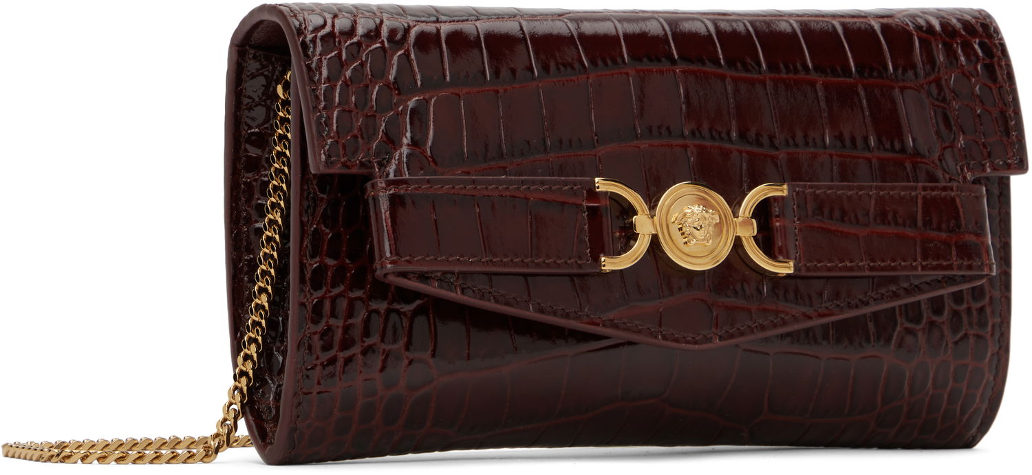 Peňaženka Versace Croc-Effect Leather Chain Wallet Vínová | 1015070_1A08724_1R70V, 1