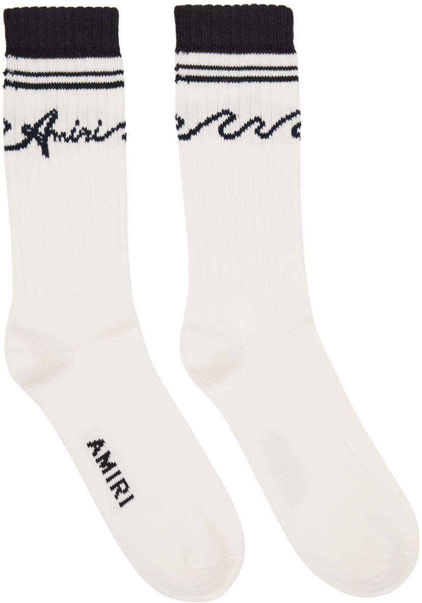 Ponožky AMIRI White & Black '' Wave Socks Biela | AMACSK1010