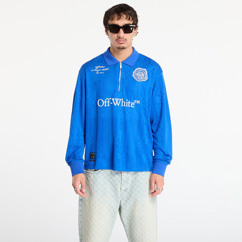 Polo tričko Off-White Lion Nation Soccer L/S Polo Modrá | OMAD00QF25JER0034601