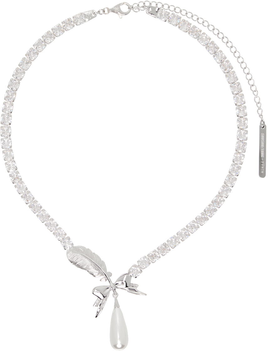Náhrdelník SHUSHU/TONG SHUSHU/TONG YVMIN Edition Teardrop Zircon Feather Necklace Metalická | 24813SLV00NN, 0
