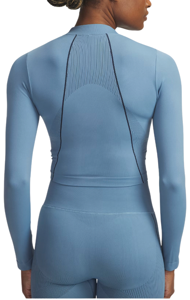 Crop Top Under Armour Vanish Seamless Ribbed Mock Neck Long Sleeve Crop Top Modrá | 6000645-418, 2