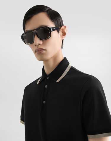 Polo tričko Dolce & Gabbana Dolce & Gabbana Jersey Polo Shirt with Beige Trim Čierna | G8SW8THU7VDN0000, 3