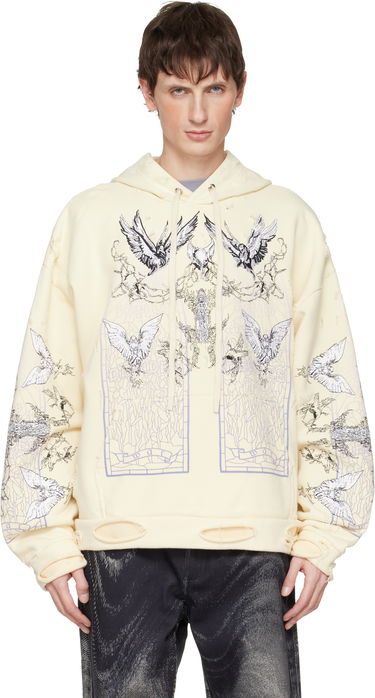 Mikina Who Decides War Ascension Distressed Graphic Print Hoodie Žltá | 1110050001FW25, 0