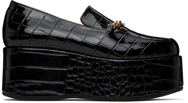 Starostlivosť o obuv GANNI GANNI Croco Butterfly Chain Platform Loafers Čierna | S2834, 0