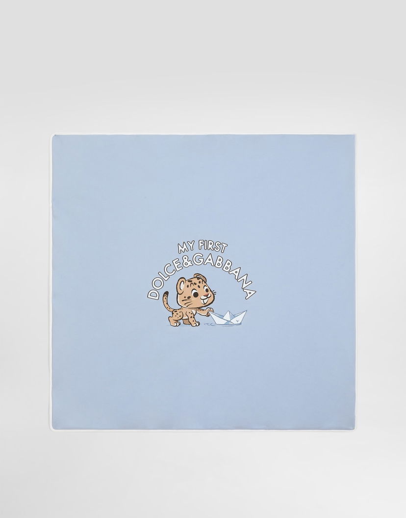 Oblečenie a doplnky Dolce & Gabbana My First Interlock Blanket with Leopard and Boat Print Modrá | LNJA88G7PNKS9000