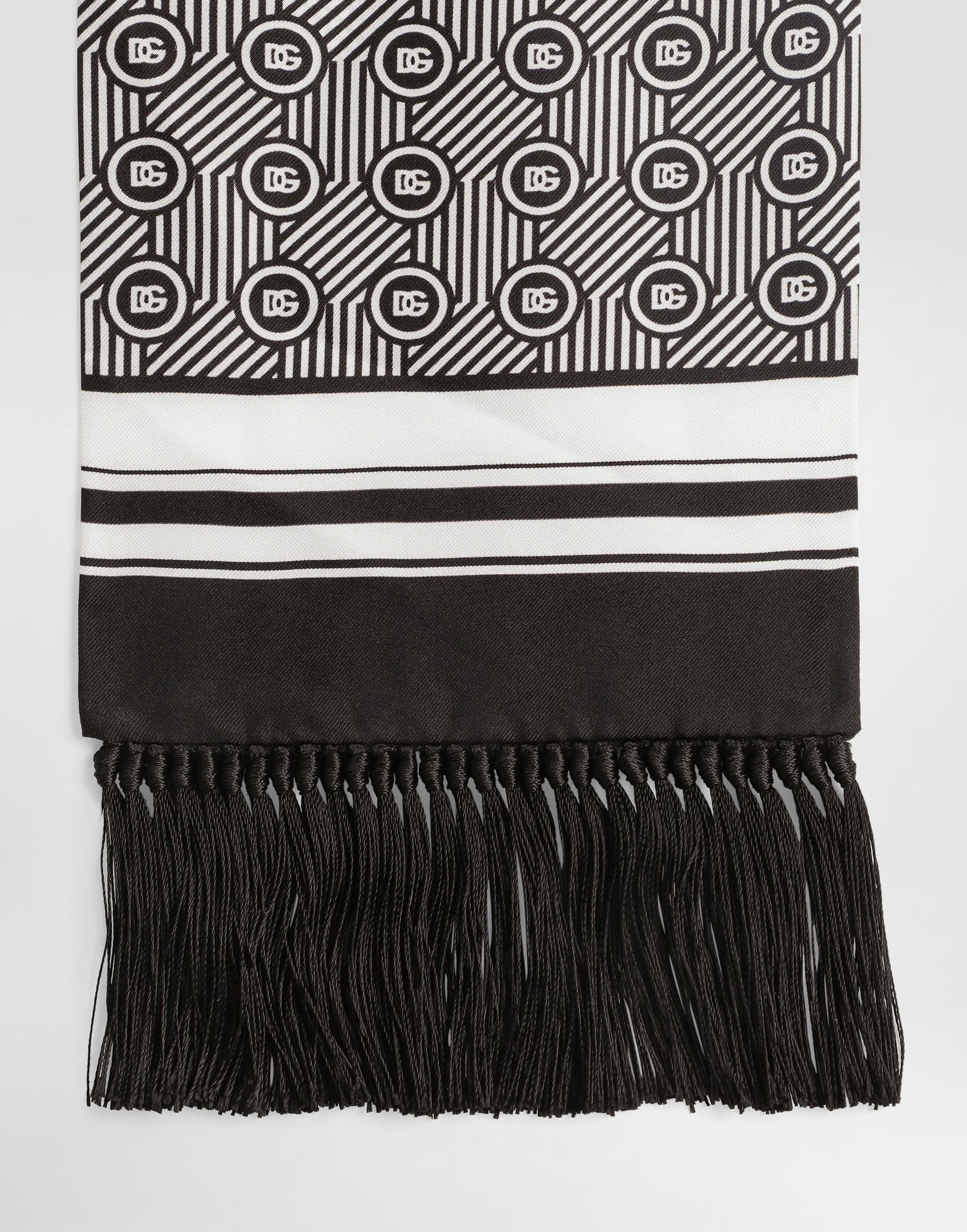 Šál Dolce & Gabbana Dolce & Gabbana Silk Twill Scarf with Micro-design and Logo Čierna | GQ214EG0WV0HH8RN, 1