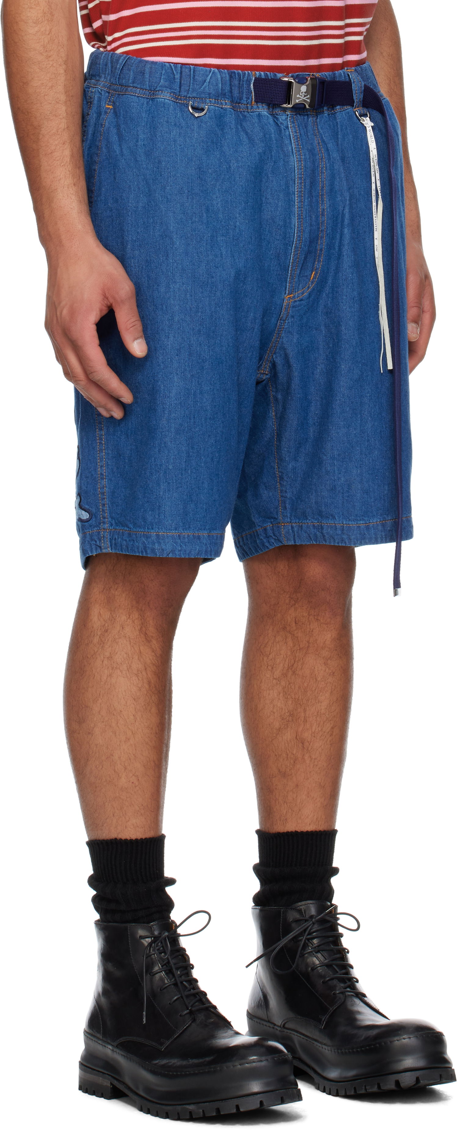 Šortky Mastermind WORLD Mastermind World Belted Easy Denim Shorts Modrá | MW25S14-PA007-002, 1