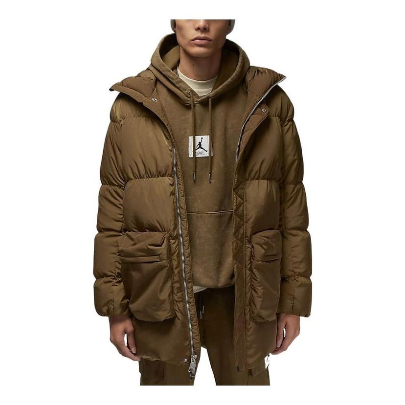 Prešívaná bunda Jordan Jordan Logo Zipper Mid-Length Down Jacket Zelené | DQ7347-385