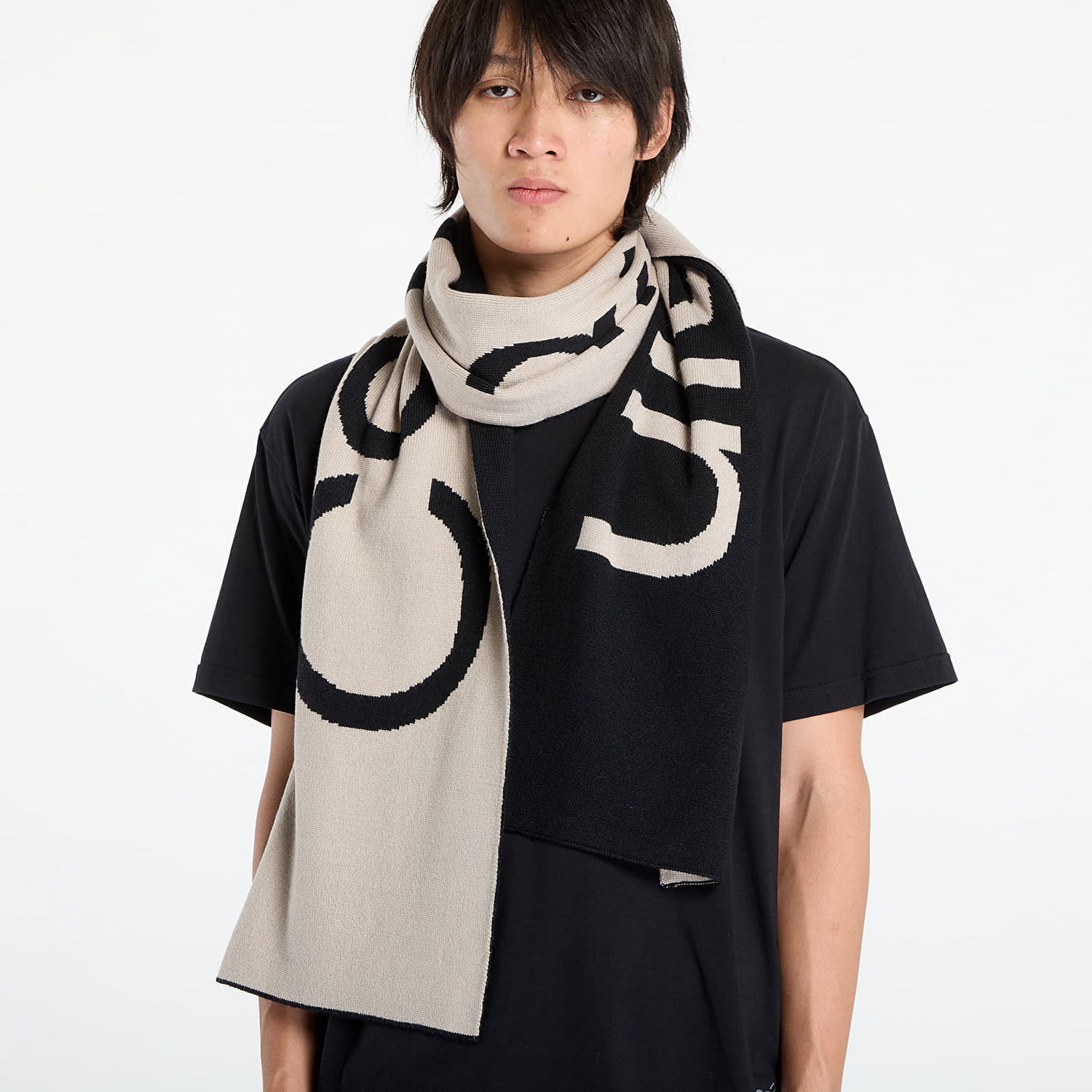 Šál CALVIN KLEIN Calvin Klein Bold Logo 2-Tone Wool Scarf Béžová | LV04D8030G UB1, 1