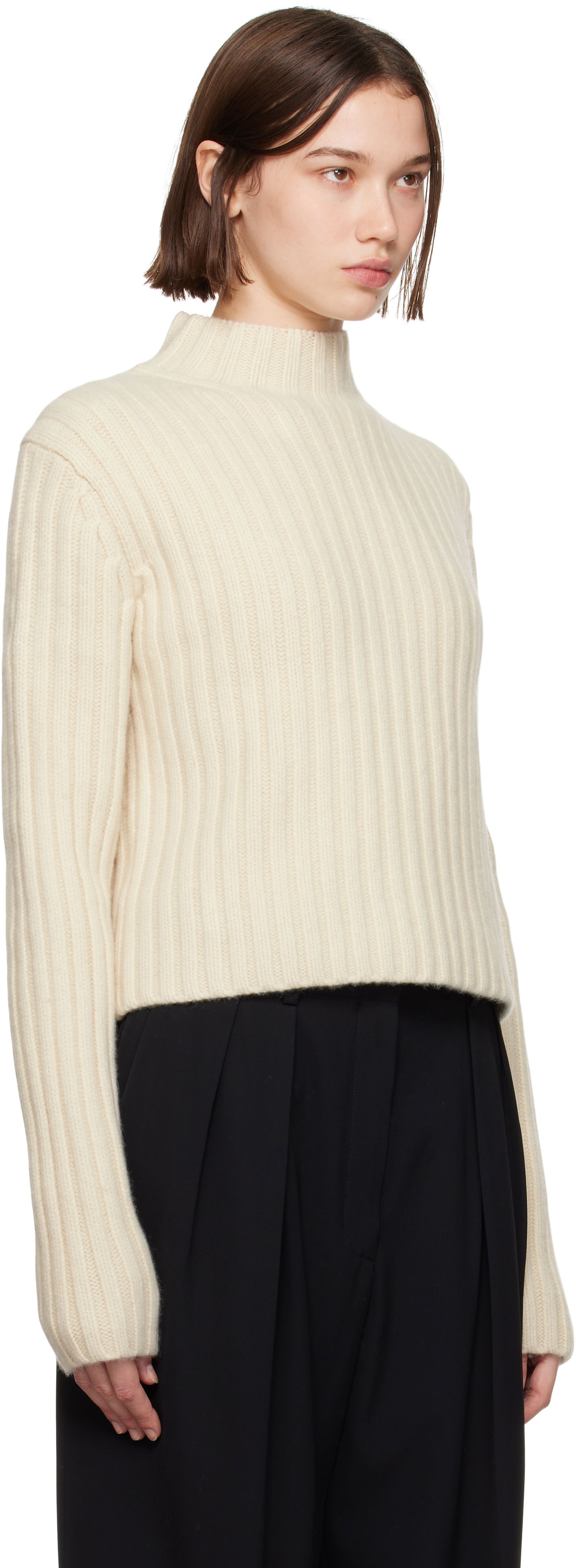 Sveter TOTEME TOTEME Chunky Rib Knit Sweater Béžová | 244-WRT0375-YA0004, 1