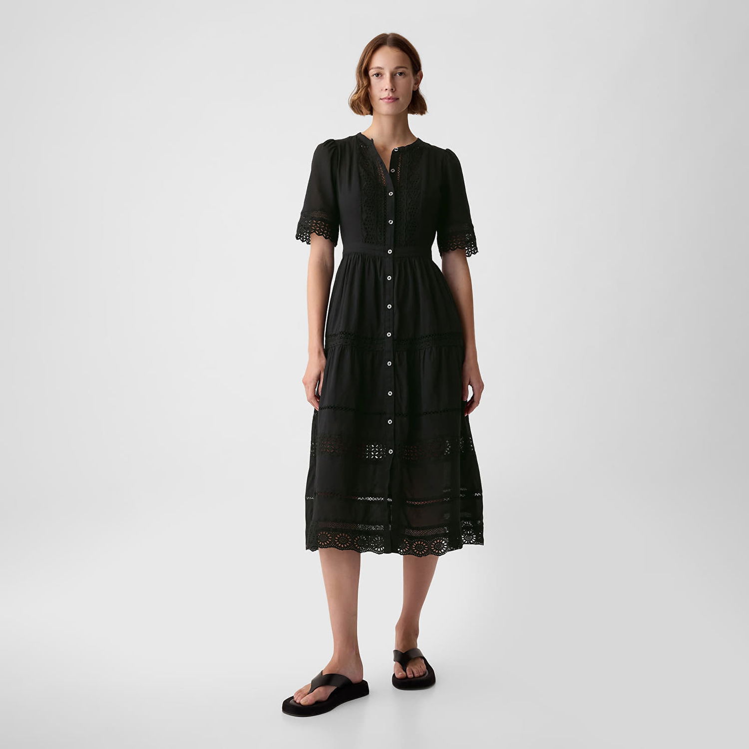 Šaty GAP Dresses Shortsleeve Midi Dress Black Čierna | 880287-00, 0