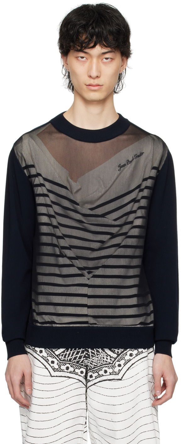 Sveter Jean Paul Gaultier Gaultier Oversized Striped Sweater Navy | 24/25-U-PL046B-M064-590100, 0