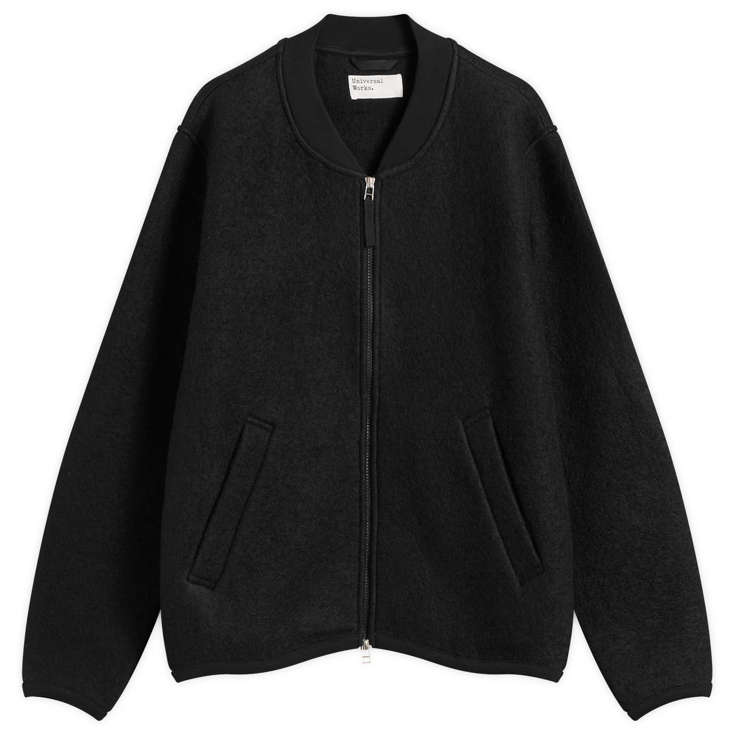 Bomber bunda Universal Works Wool Fleece Zip Bomber Jacket Čierna | 00018-BLK, 0