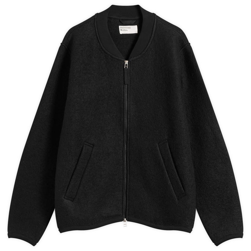 Bomber bunda Universal Works Wool Fleece Zip Bomber Jacket Čierna | 00018-BLK