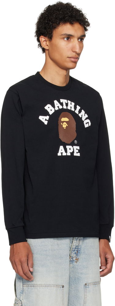 Tričko BAPE A Bathing Ape College Long Sleeve T-Shirt Biela | 001LTL301013M, 4