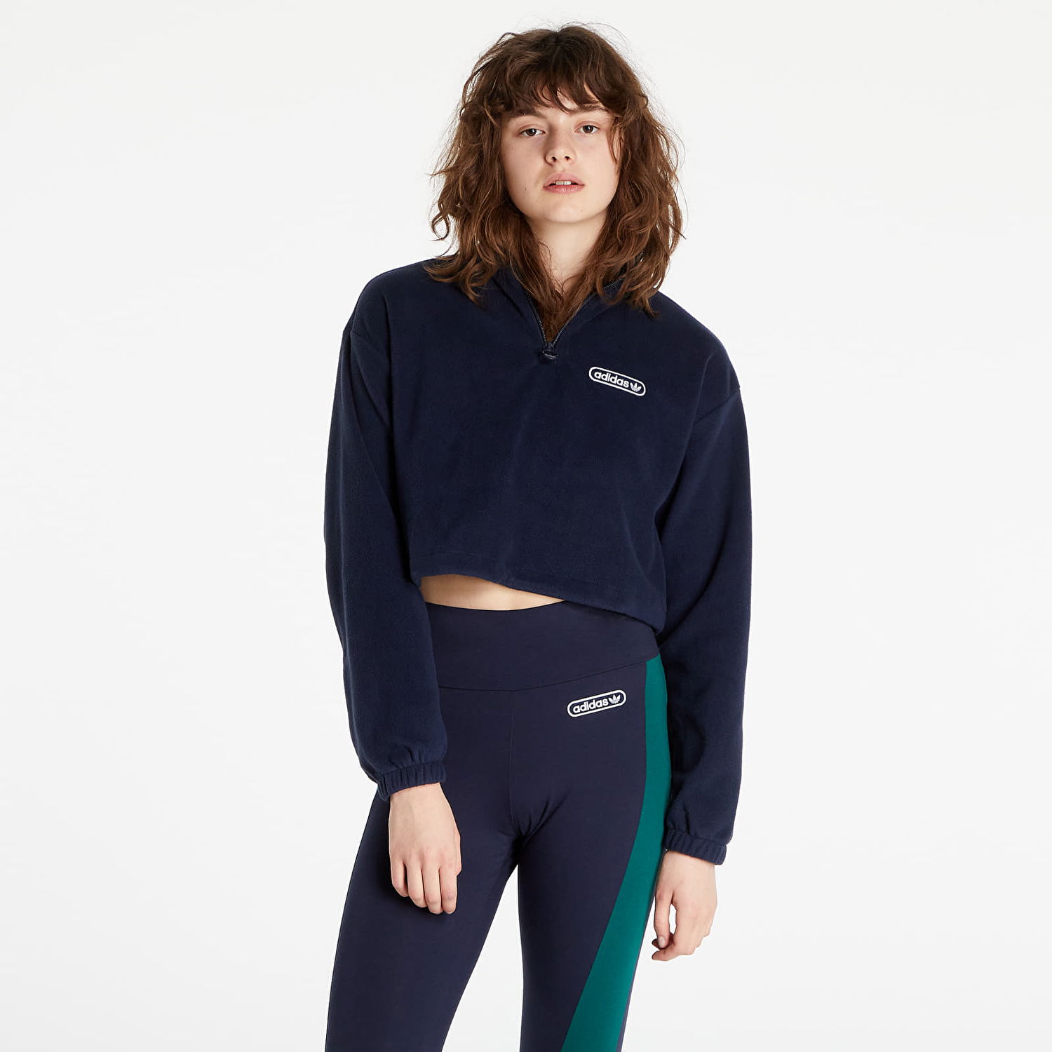 Mikina adidas Originals Retro 1/4 Zip Cropped Navy | HL0052, 0