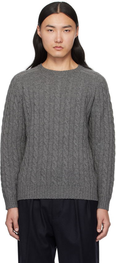 Sveter BEAMS BEAMS PLUS Cable Knit Crewneck Sweater Šedá | 38150198048, 0