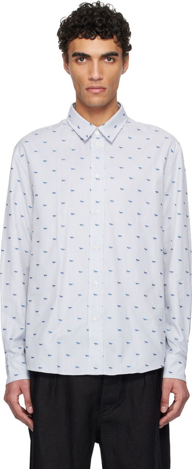Košeľa MAISON KITSUNÉ Maison Kitsuné Profile Fox Casual Striped Shirt Biela | MM00408WC5046, 0