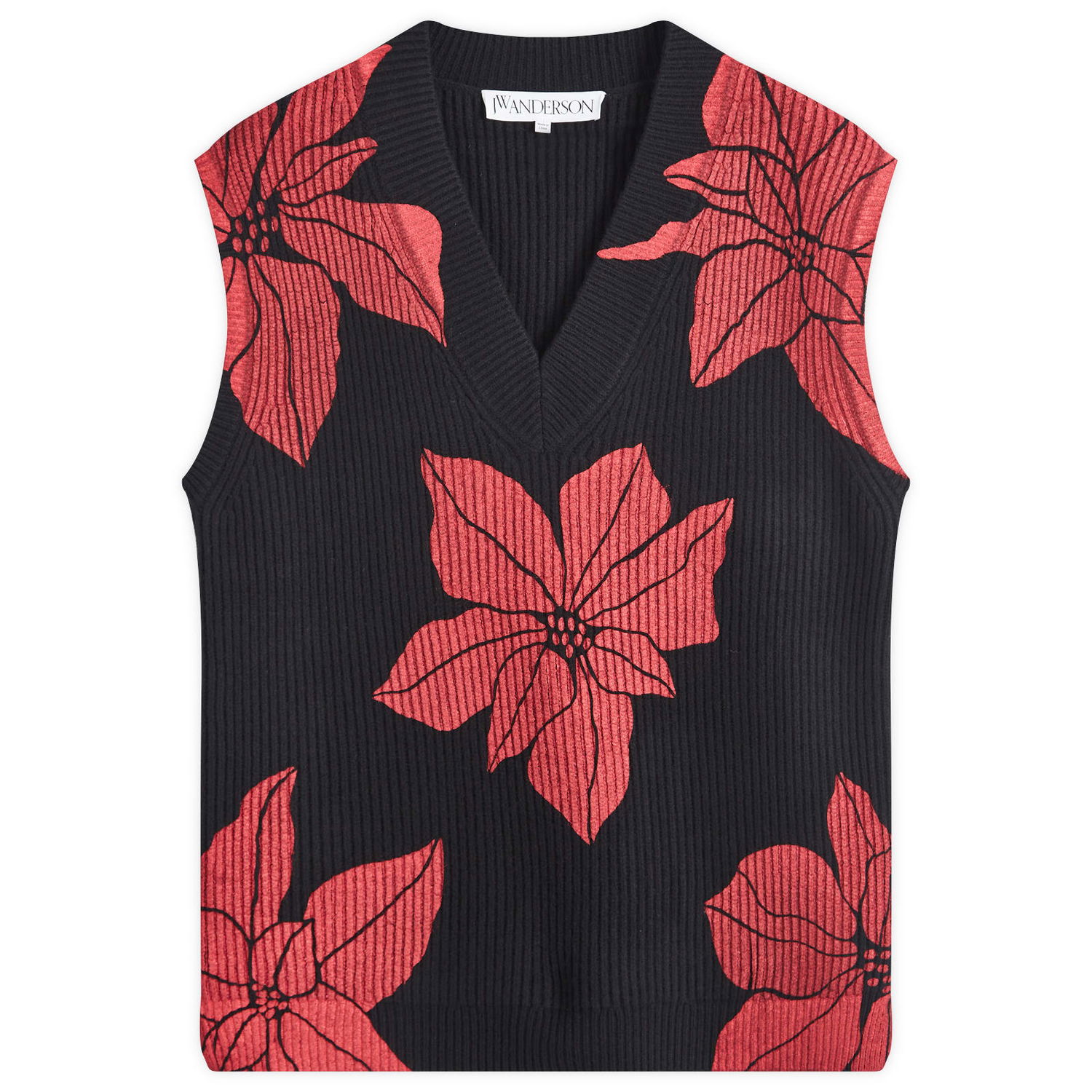 Sveter JW Anderson Printed V-Neck Vest Čierna | KW1232-YN0170-999, 0